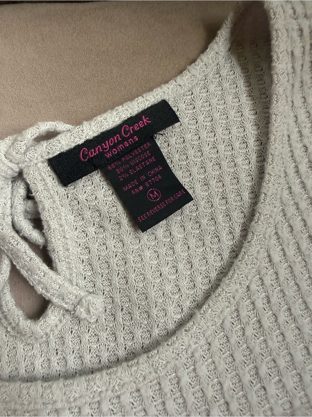 Canyon Creek Light Grey Sleeveless Waffle Knit Tunic with tie back - Picture 3 of 3